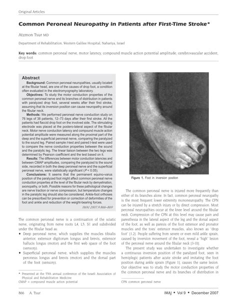Pdf Common Peroneal Neuropathy In Patients After First Time Stroke