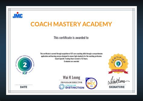 Certified Master Coach • Jmc Coach Mastery Academy • Accredible • Certificates Badges And