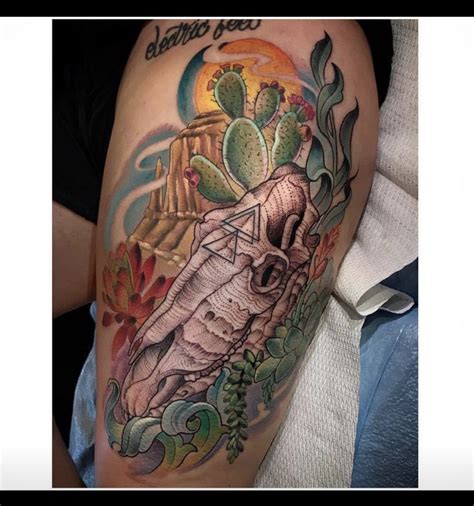 Saguaro cactus & stone temporary tattoo desert scene. Arizona Tattoo. Horse skull tattoo. Cactus tattoo. # ...