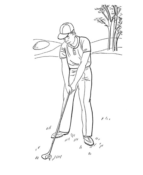 Desenho De Jogador De Golfe Preparando Tacada Para Colorir Tudodesenhos
