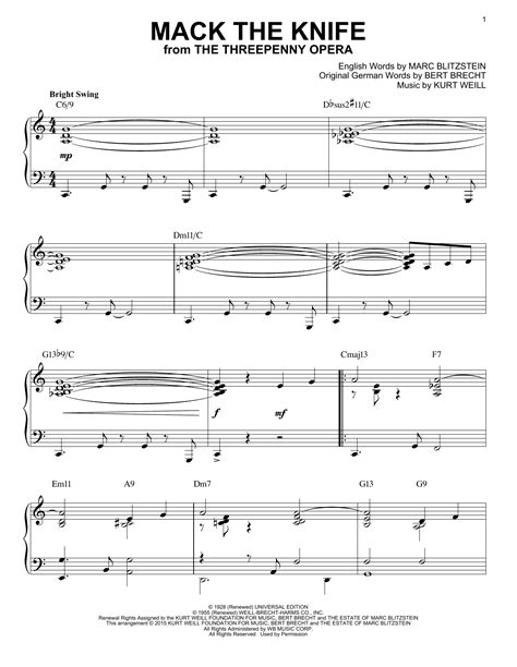 Mack The Knife Sheet Music By Bobby Darin Piano 158367