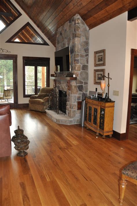 Natural White Oak Rustic Floor Rustic Living Room