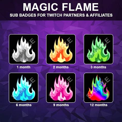 Twitch Sub Badges Subscribers Badges Magic Flame Fire Pack Etsy