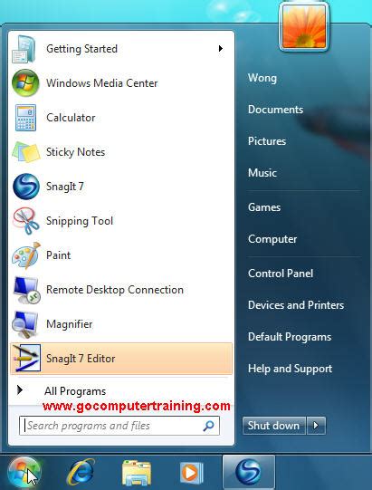 Windows 7 Desktop Start Menu