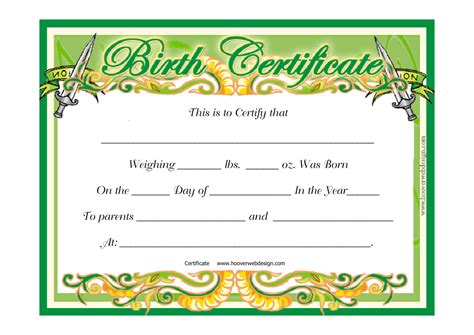 Old Birth Certificate Template