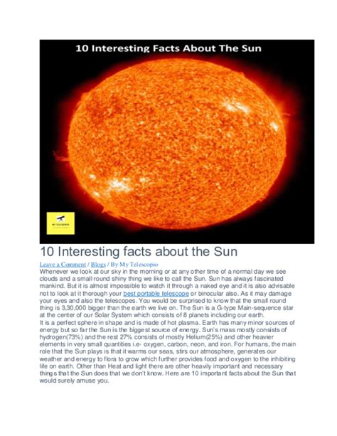 Doc Interesting Facts About The Sun Dwayne Rodgers