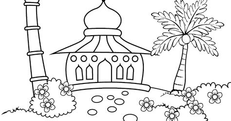 Contoh Mewarnai Gambar Masjid Untuk Anak Tk