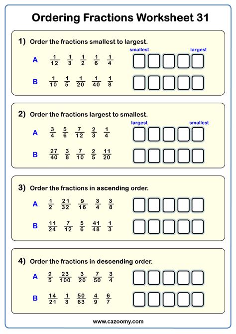 Worksheets With Negative Numbers And Fractions Ordering
