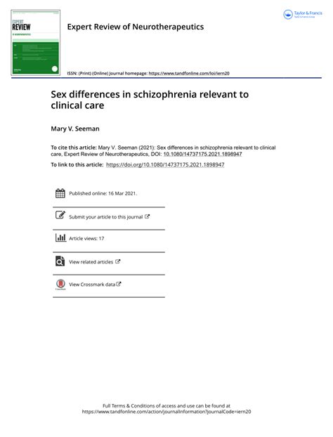 pdf sex differences in schizophrenia relevant to clinical care