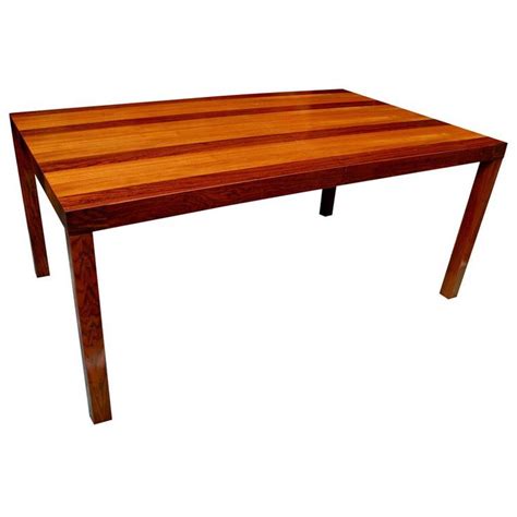 Mid Century Modern Parson Striped Table By Milo Baughman In Three Woods