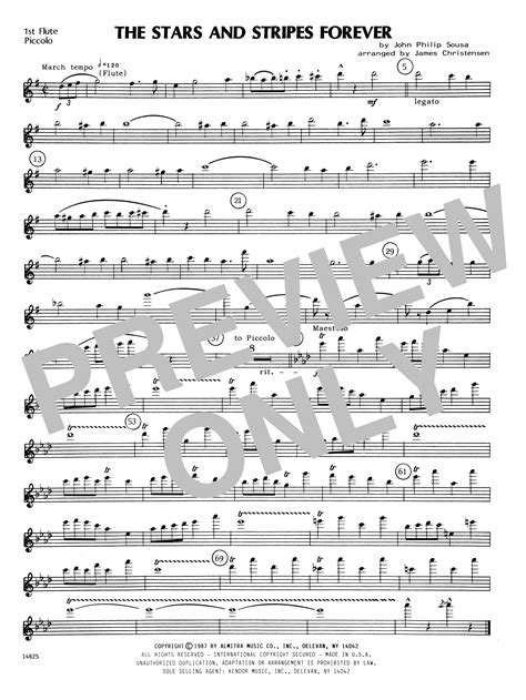 james christensen the stars and stripes forever 1st flute sheet music notes download