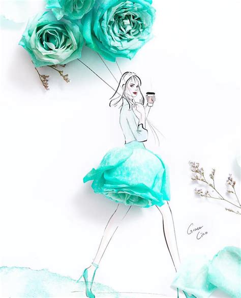 2021 latest fashion & event dresses up to 90% off. Floral Fashion Illustration Made of Real Flower Pedal ...