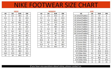 Nike Shoe Size Chart