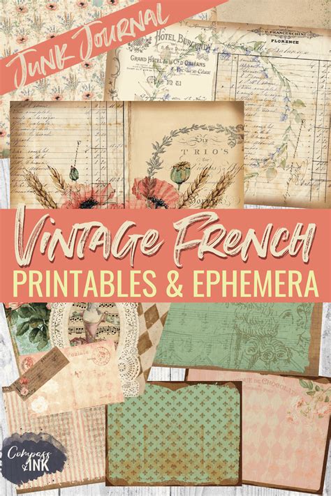Vintage French Printables And Ephemera For Junk Journals Vintage
