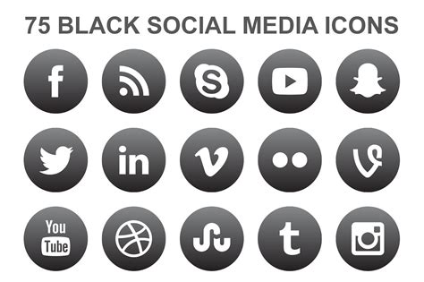 Choose from 2400+ social media icons vector download in the form of png, eps, ai or psd. Black Social Media Icons ~ Icons ~ Creative Market