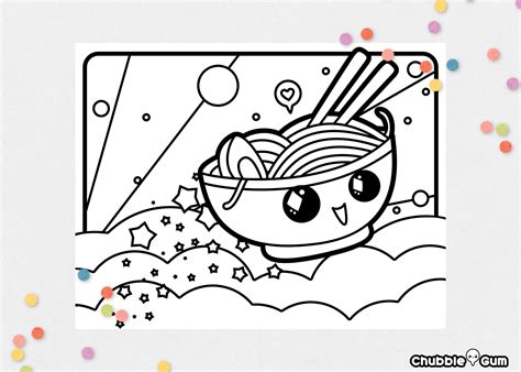 Printable Ramen Noodles Coloring Page For Kids Kawaii Etsy