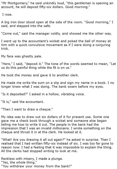 Grade 8 Reading Lesson 23 Short Stories My Bank Account Reading