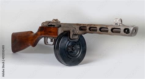 Submachine gun ppsh 41 on a light background Stock 写真 Adobe Stock