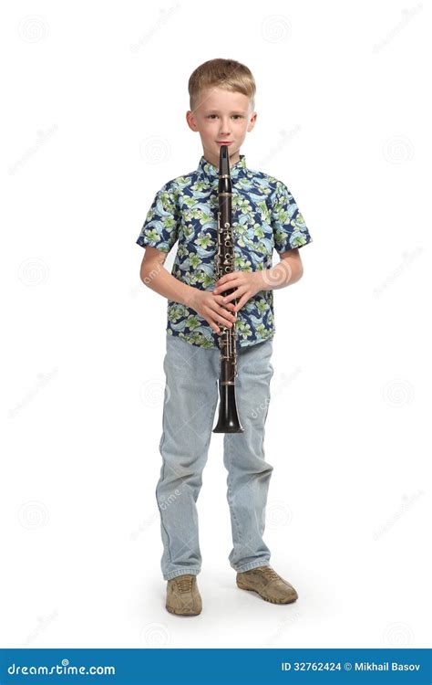 Boy Playing A Clarinet Stock Photo Image Of Entertainment 32762424