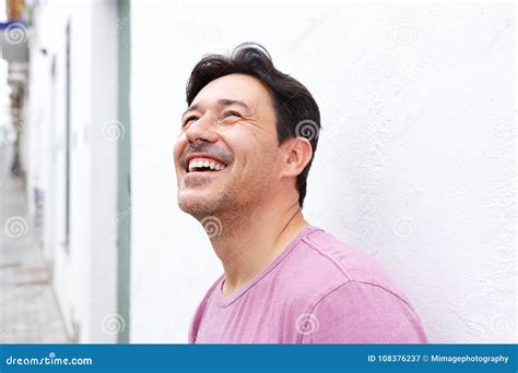 Close Up Handsome Middle Aged Man Laughing Stock Image Image Of