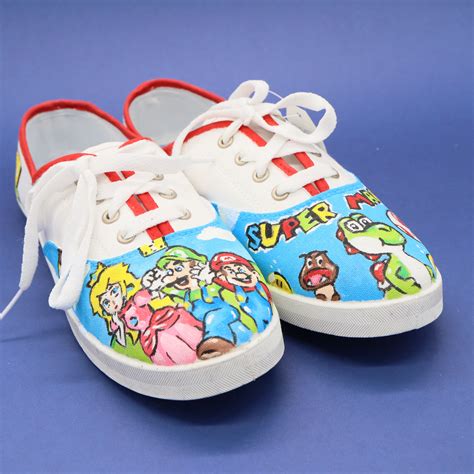 Custom Boys Shoes Mario Brother Themed Hand Painted