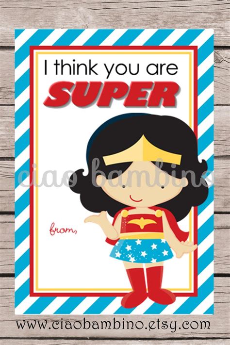 printable wonder woman valentine s day card for by ciaobambino