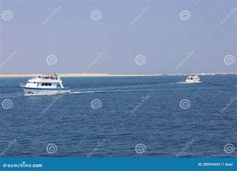 Two Ships Passing Each Other On The Sea Stock Photo Image Of Blue