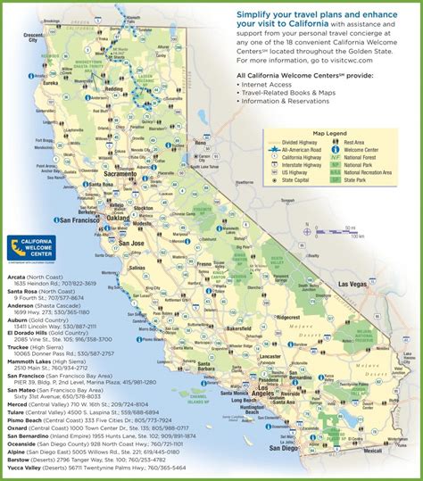 California Travel Map California Rest Stops Map Printable Maps