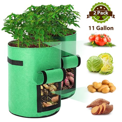 2 Pack Potato Grow Bags 10 Gallon Updated Garden Vegetables Planter