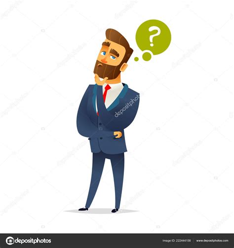 Bearded Charming Man Is Thinking Question Mark And Manager Pensive Businessman Businessman