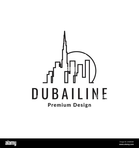 Continuous Line Dubai City Building Logo Design Vector Graphic Symbol