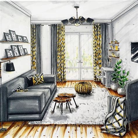 Living Room By Natalia Pristenskaya Interior Design Drawings