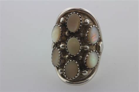 SIGNED VERNON BEGAY NAVAJO STERLING SILVER AND OPAL P Gem