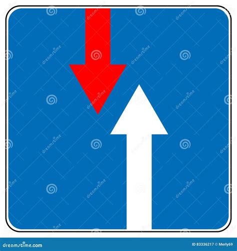 Priority Over Oncoming Vehicles Sign With Stand Isolated On Transparent