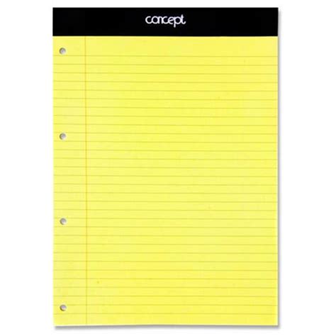 Yellow A4 Refill Legal Pad Ruled Margin Punch Paper Note Pads Office