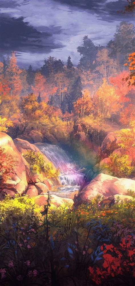 1080x2280 Fantasy Autumn Painting 4k One Plus 6huawei P20honor View
