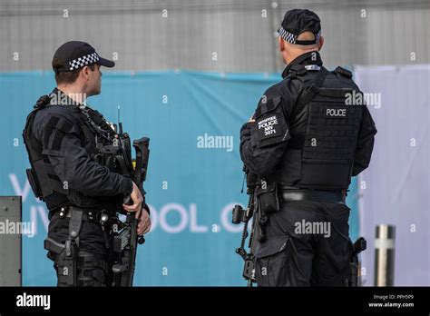 Authorised Firearms Officer Afo A British Police Officer In Liverpool