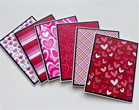 Valentines Day Cards Assortment Set Of 6 Handmade Valentines Cards Etsy