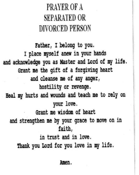 Prayer For Divorced Laminated Holy Cards Quantity 25 Prayer Cards
