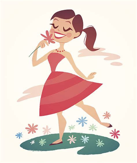 Cartoon Of Woman Smelling Flower Illustrations Royalty Free Vector