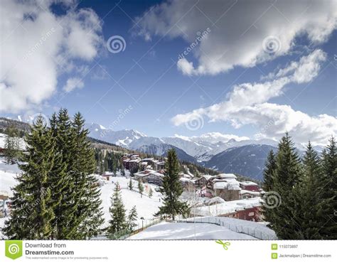 Les Arcs French Alps Ski Resort And Mountains In France Editorial