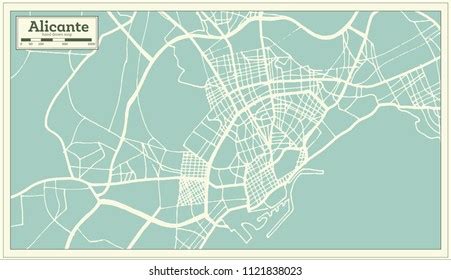 Vektor Stok Alicante Spain City Map Retro Style Tanpa Royalti