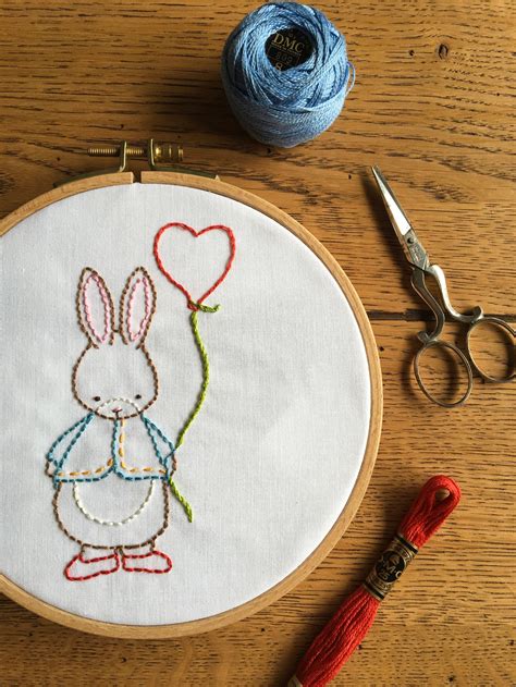 Hand Embroidery Pattern Some Bunny Loves You Rabbit Etsy