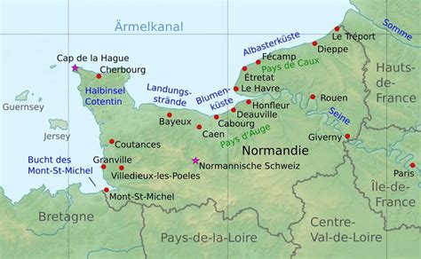 Frankrike Karta Normandie Karta