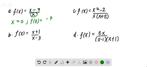 solved for what value s of x is each function undefined a f x x 7 x b f x x 1 x 3