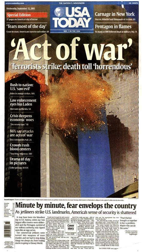 September 11 Newspaper Front Pages From The Following Day Abc News