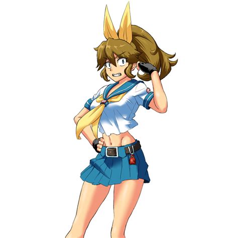 Safebooru 1girl Angry Belt Blue Eyes Blue Skirt Borrowed Character Bow Brown Hair Clenched