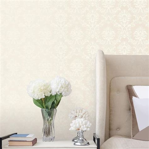 Norwall Simply Silks 4 55 Sq Ft Beige Damask Vinyl Damask Prepasted