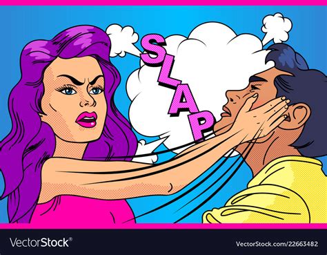 Slap The Relationship Of Men And Women Pop Art Vector Image