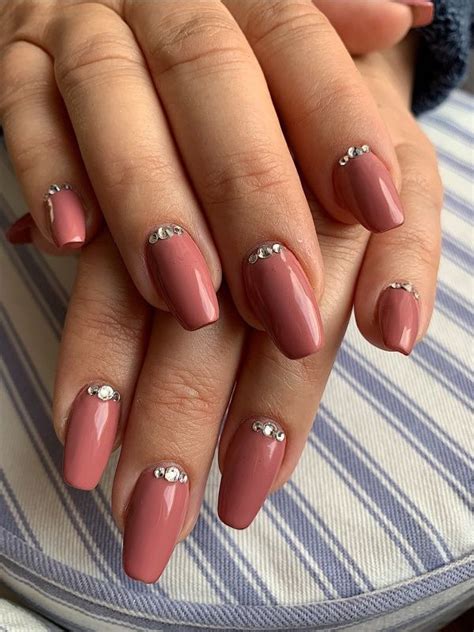 Pink Nails With Rhinestone Art Classy Nail Art Rhinestones Nails